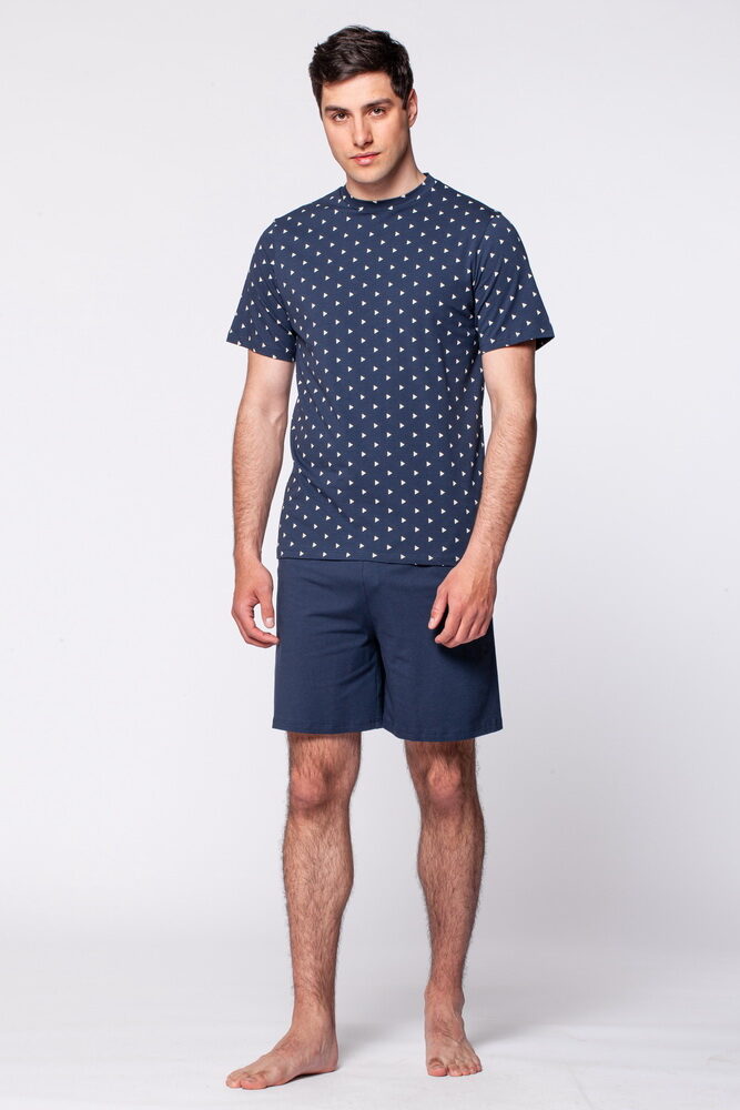 Pajamas for men dark blue with triangles – PAKAITA SHOP